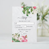 Watercolor Magnolia Blume Hochzeit RSVP Karte (Stehend Vorderseite)