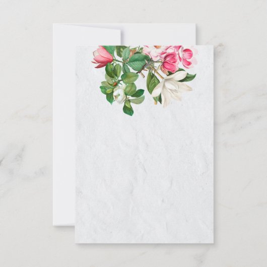 Watercolor Magnolia Blume Hochzeit RSVP Karte (Rückseite)