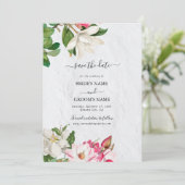 Watercolor Magnolia Blume Hochzeit Save The Date (Stehend Vorderseite)