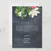 Watercolor Magnolia Blume Hochzeit Schwarz-weiß Dankeskarte (Rückseite)