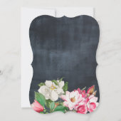 Watercolor Magnolia Blume Hochzeit Schwarz-weiß Einladung (Rückseite)