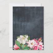Watercolor Magnolia Blume Hochzeit Schwarz-weiß Einladung (Rückseite)