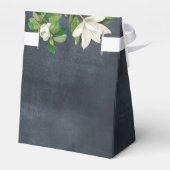 Watercolor Magnolia Blume Hochzeit Schwarz-weiß Geschenkschachtel (Rückseite)