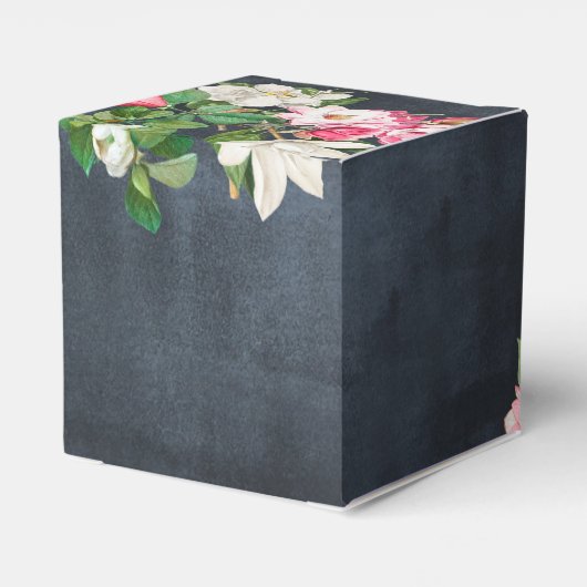 Watercolor Magnolia Blume Hochzeit Schwarz-weiß Geschenkschachtel (Rückseite)