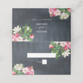 Watercolor Magnolia Blume Hochzeit Schwarz-weiß Platzkarte (Außenseite Aufgefaltet)