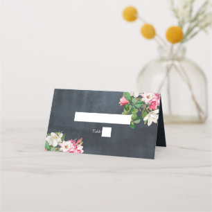 Watercolor Magnolia Blume Hochzeit Schwarz-weiß Platzkarte