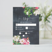 Watercolor Magnolia Blume Hochzeit Schwarz-weiß RSVP Karte (Stehend Vorderseite)