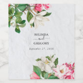 Watercolor Magnolia Blume Hochzeit Weinetikett (Einzelnes Label)
