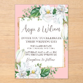 Watercolor Magnolia Blush Wedding Acryleinladungen
