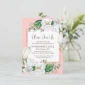 Watercolor Magnolia Blush Wedding Begleitkarte (Stehend Vorderseite)
