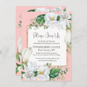 Watercolor Magnolia Blush Wedding Begleitkarte (Vorne/Hinten)
