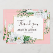 Watercolor Magnolia Blush Wedding Danke (Vorne/Hinten)