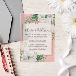Watercolor Magnolia Blush Wedding Pergament Einladungen