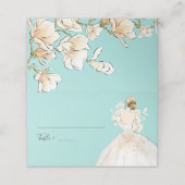 Watercolor Magnolia Brautparty Platzkarte (Außenseite Aufgefaltet)