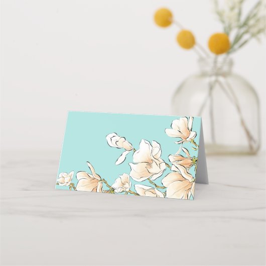 Watercolor Magnolia Brautparty Platzkarte (Rückseite)