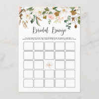 Watercolor Magnolia Cotton Brautparty Bingo