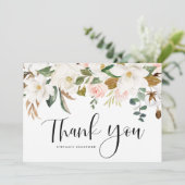 Watercolor Magnolia Cotton Garland Dankeskarte (Stehend Vorderseite)