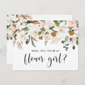 Watercolor Magnolia Cotton Garland Flower Girl Postkarte (Vorne/Hinten)