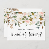 Watercolor Magnolia Cotton Garland Trauzeugin Postkarte (Vorne/Hinten)