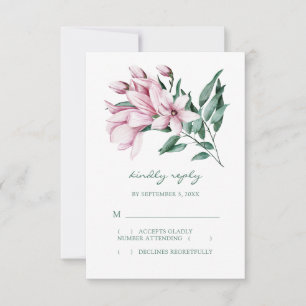 Watercolor Magnolia Eukalyptus RSVP Karte