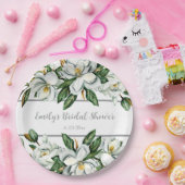 Watercolor Magnolia Grüne Hochzeit Pappteller (Party)