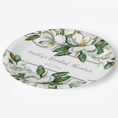 Watercolor Magnolia Grüne Hochzeit Pappteller (Schrägansicht)