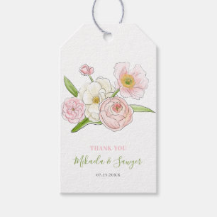 Watercolor Magnolia und Peonies Wedding Vielen Dan Geschenkanhänger