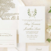 Watercolor Magnolia Wedding Wappen Einladung