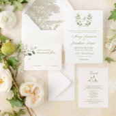 Watercolor Magnolia Wedding Wappen Response Card RSVP Karte