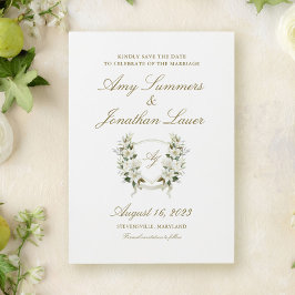 Watercolor Magnolia Wedding Wappen Save the Date