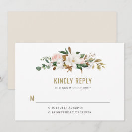 Watercolor Magnolia Weditation Monogram Einladung