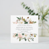 Watercolor Magnolias | Blumenhochzeit Einladung (Stehend Vorderseite)