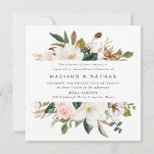 Watercolor Magnolias | Blumenhochzeit Einladung (Vorderseite)