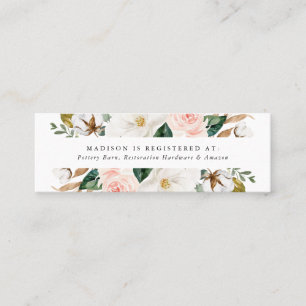 Watercolor Magnolias Bridal Registry Cards Mini Visitenkarte