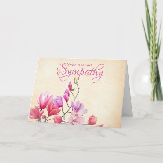 Watercolor Magnolias Condolence Card Karte (Vorderseite)