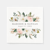 Watercolor Magnolias | Personalisierte Hochzeit Serviette (Vorderseite)