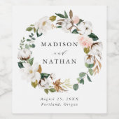 Watercolor Magnolias | Personalisierte Hochzeit Weinetikett (Einzelnes Label)