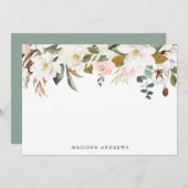 Watercolor Magnolias | Personalisierte Stationieru (Vorne/Hinten)
