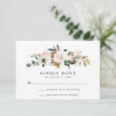 Watercolor Magnolias | RSVP-Hochzeitkarte RSVP Karte (Stehend Vorderseite)