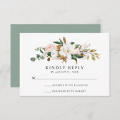 Watercolor Magnolias | RSVP-Hochzeitkarte RSVP Karte (Vorne/Hinten)