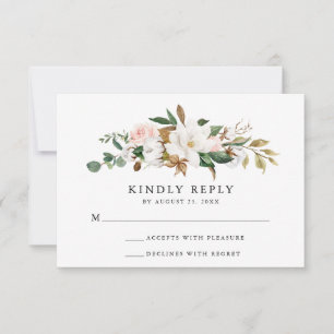 Watercolor Magnolias   RSVP-Hochzeitkarte RSVP Karte