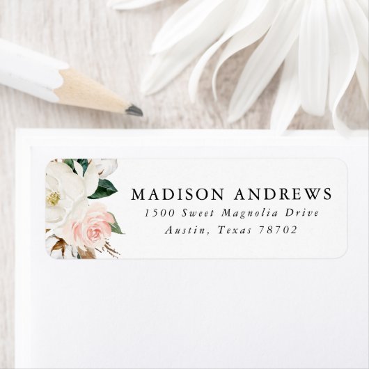 Watercolor Magnolias | RÜCKSENDEADRESSEN-AUFKLEBER (Insitu)