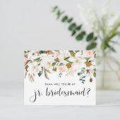Watercolor Magnolias und Cottons Junior Bridesmaid Postkarte (Stehend Vorderseite)