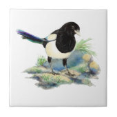 Watercolor Magpie Bird Blickfang Fliese (Vorderseite)