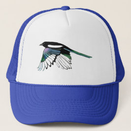 Watercolor Magpie Bird - Individuelle Name Truckerkappe