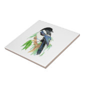 Watercolor Magpie Bird & Willow Tree Fliese (Seite)