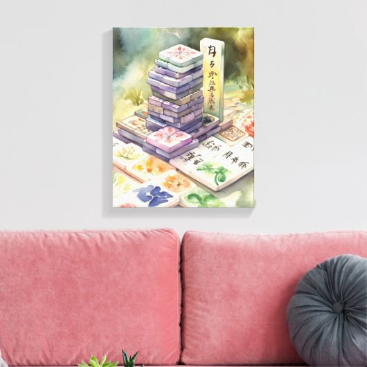 Watercolor Mahjong Art Leinwanddruck (Insitu (Wohnzimmer))