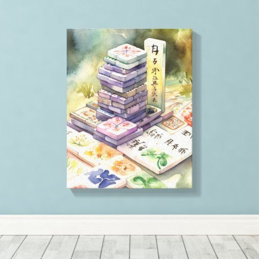 Watercolor Mahjong Art Leinwanddruck (Insitu (Holzboden))