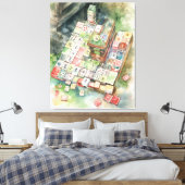 Watercolor Mahjong Art Leinwanddruck (Insitu (Schlafzimmer))
