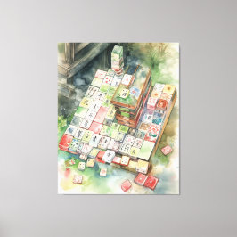 Watercolor Mahjong Art Leinwanddruck